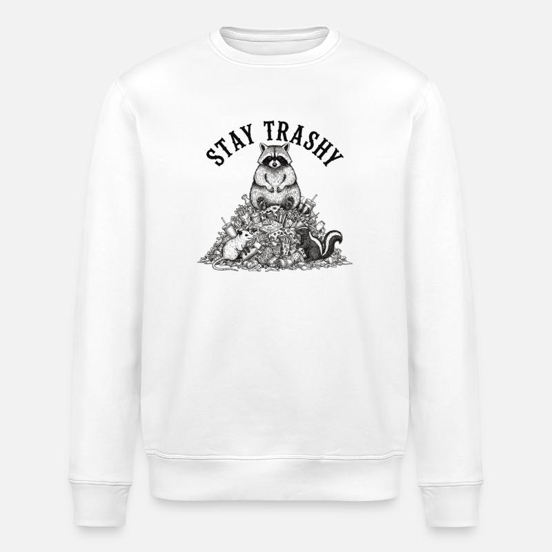 Stay Trashy Waschbär Opossum Stinktier - Stanley/Stella Unisex Bio-Sweatshirt ROLLER - Weiß