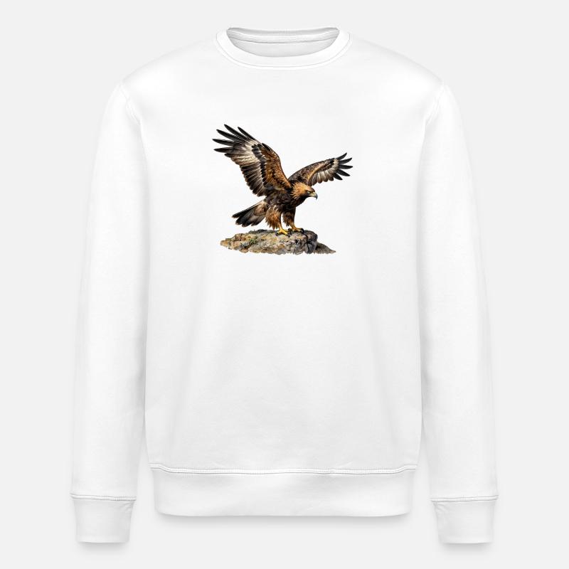 Eagle in flight on steep rock - Stanley/Stella ROLLER Unisex Organic Sweatshirt - white