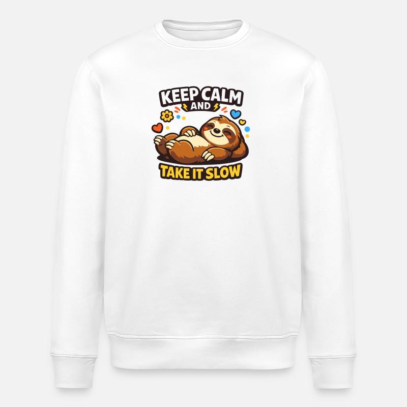 Sloth Rest Take It Slow - Stanley/Stella ROLLER Unisex Organic Sweatshirt - white
