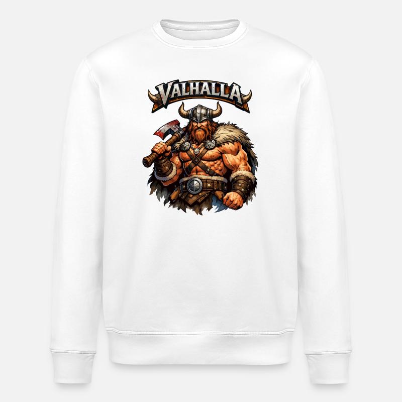Valhalla Wikinger Axtheld - Stanley/Stella Unisex Bio-Sweatshirt ROLLER - Weiß
