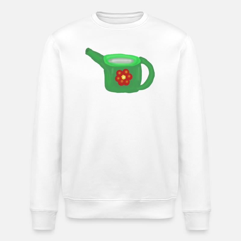 Grüne Gießkanne mit roter Blume - Stanley/Stella Unisex Bio-Sweatshirt ROLLER - Weiß