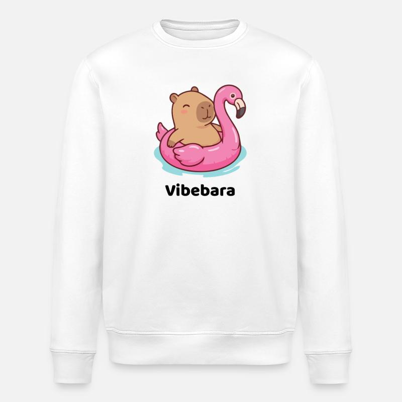 Cuddly bear on flamingo float - Stanley/Stella ROLLER Unisex Organic Sweatshirt - white