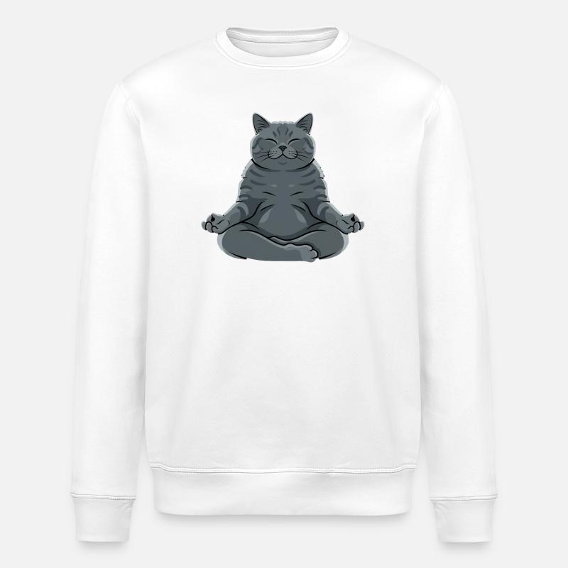 Meditierende Graue Katze - Stanley/Stella Unisex Bio-Sweatshirt ROLLER - Weiß
