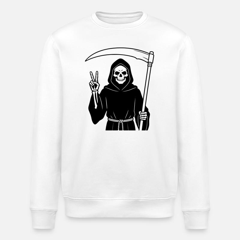 Sensenmann gibt ein Friedenssignal - Stanley/Stella Unisex Bio-Sweatshirt ROLLER - Weiß