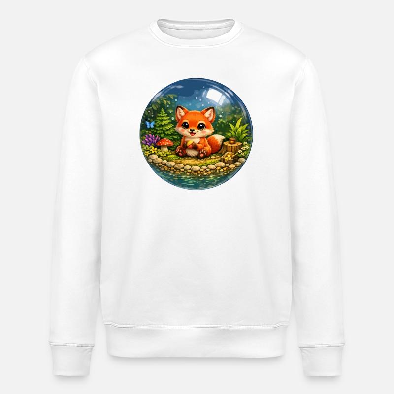Fuchs im Glaskugelwald - Stanley/Stella Unisex Bio-Sweatshirt ROLLER - Weiß