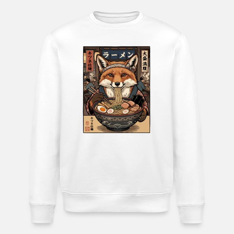 Ramen Fox Feast - Stanley/Stella ROLLER Unisex Organic Sweatshirt - white