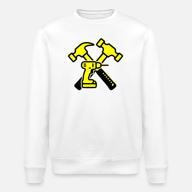 Werkzeug Bohrer Hämmer Gelb - Stanley/Stella Unisex Bio-Sweatshirt ROLLER - Weiß