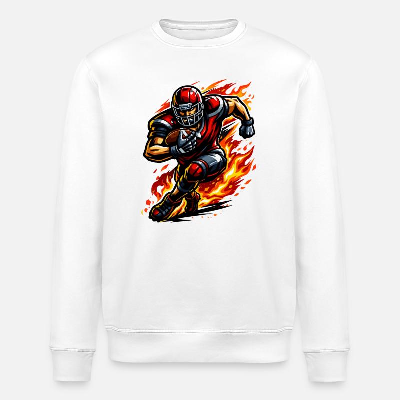 Flammender Footballläufer - Stanley/Stella Unisex Bio-Sweatshirt ROLLER - Weiß