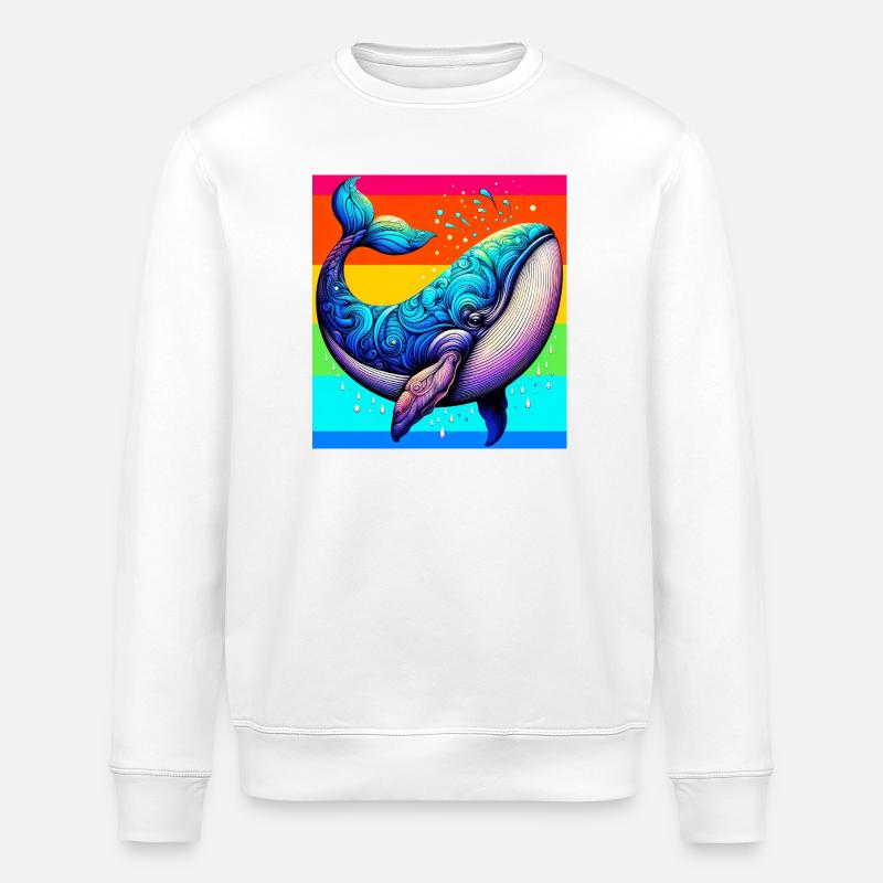 whale - Stanley/Stella ROLLER Unisex Organic Sweatshirt - white