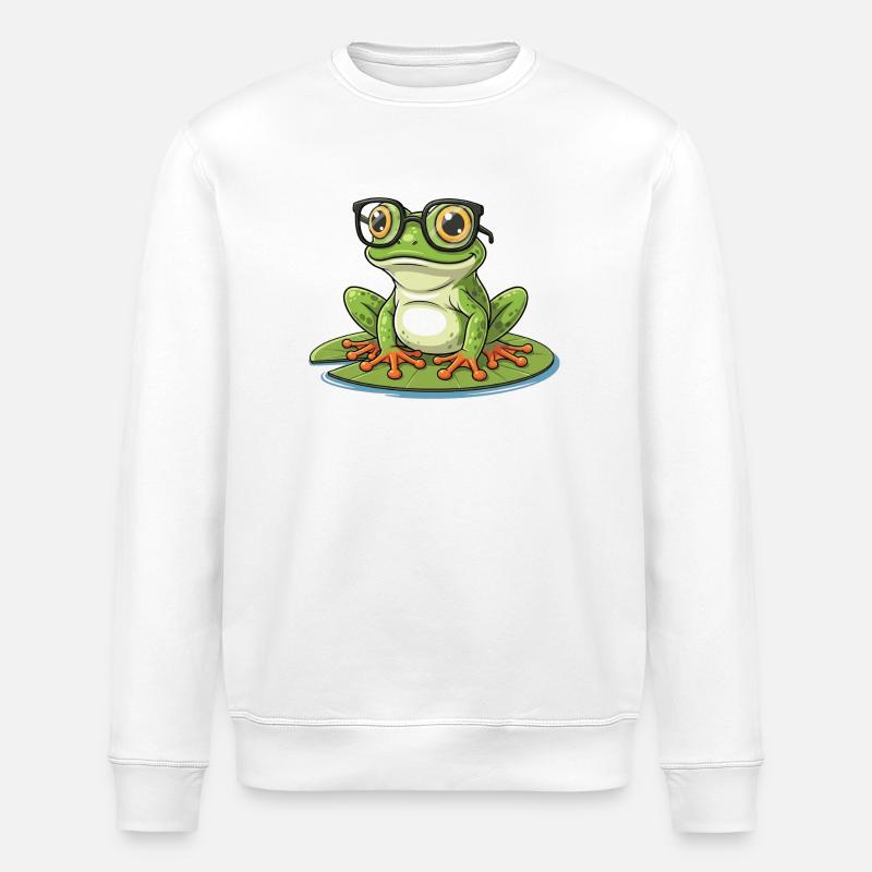 Smart Frog – lustiges Design mit Lunett - Stanley/Stella Unisex Bio-Sweatshirt ROLLER - Weiß