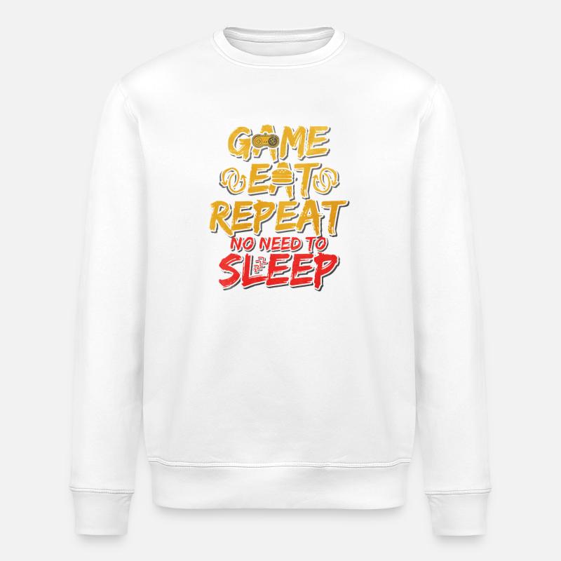 Game Eat Repeat – LAN Party Mode - Stanley/Stella Unisex Bio-Sweatshirt ROLLER - Weiß