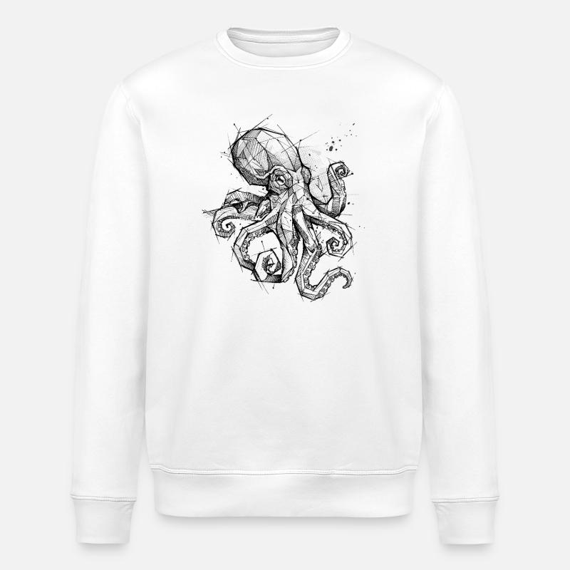 Octopus Geometric - Conception moderne de croquis - Sweat bio ROLLER Stanley/Stella Unisexe - blanc