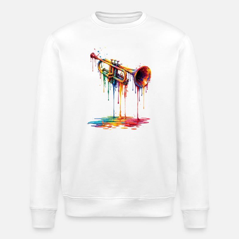 Trumpet with dripping paint - Stanley/Stella ROLLER Unisex Organic Sweatshirt - white