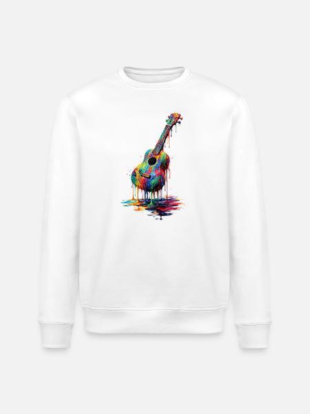 Ukulele med dryppende maling - Stanley/Stella økologisk unisex-sweatshirt ROLLER - hvid