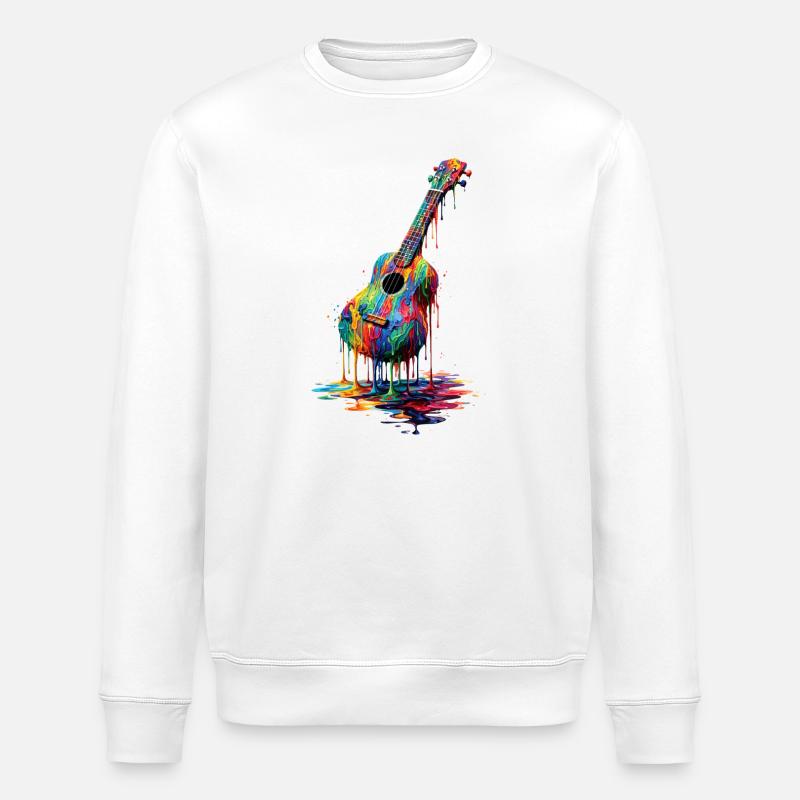 Ukulele with dripping paint - Stanley/Stella ROLLER Unisex Organic Sweatshirt - white