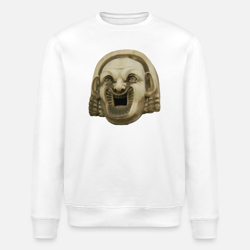 Lachende Steinmaske - Stanley/Stella Unisex Bio-Sweatshirt ROLLER - Weiß