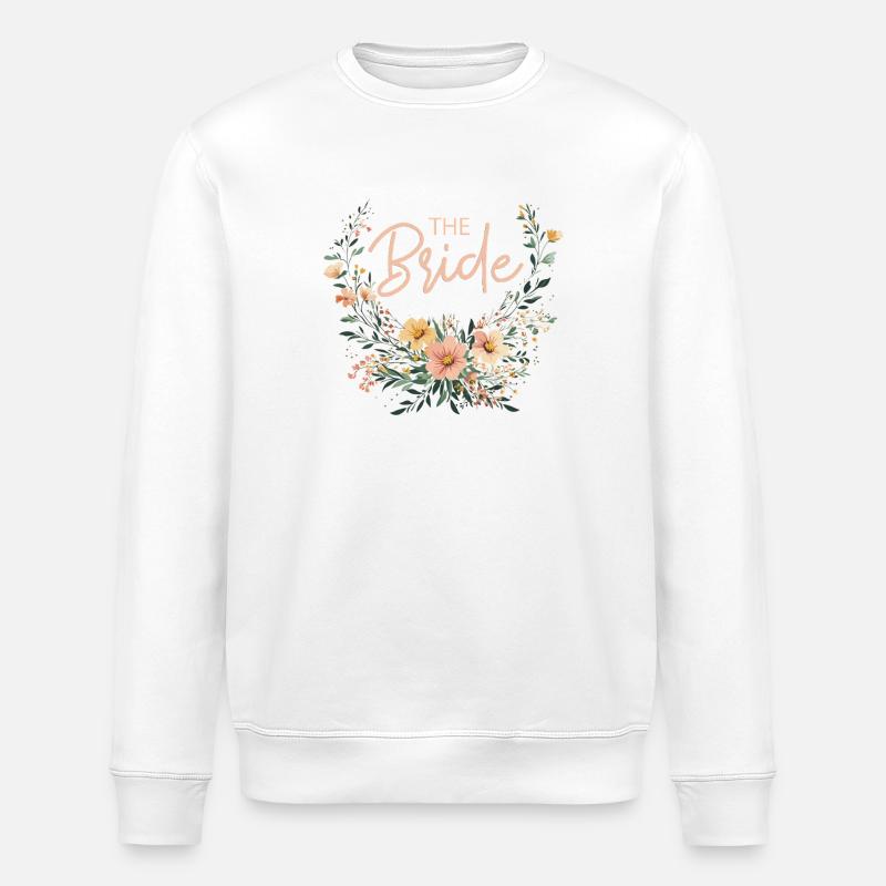 THE BRIDE! BOHO BLUMEN - Stanley/Stella Unisex Bio-Sweatshirt ROLLER - Weiß