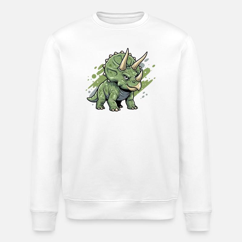 Grüner Triceratops-Doodle - Stanley/Stella Unisex Bio-Sweatshirt ROLLER - Weiß