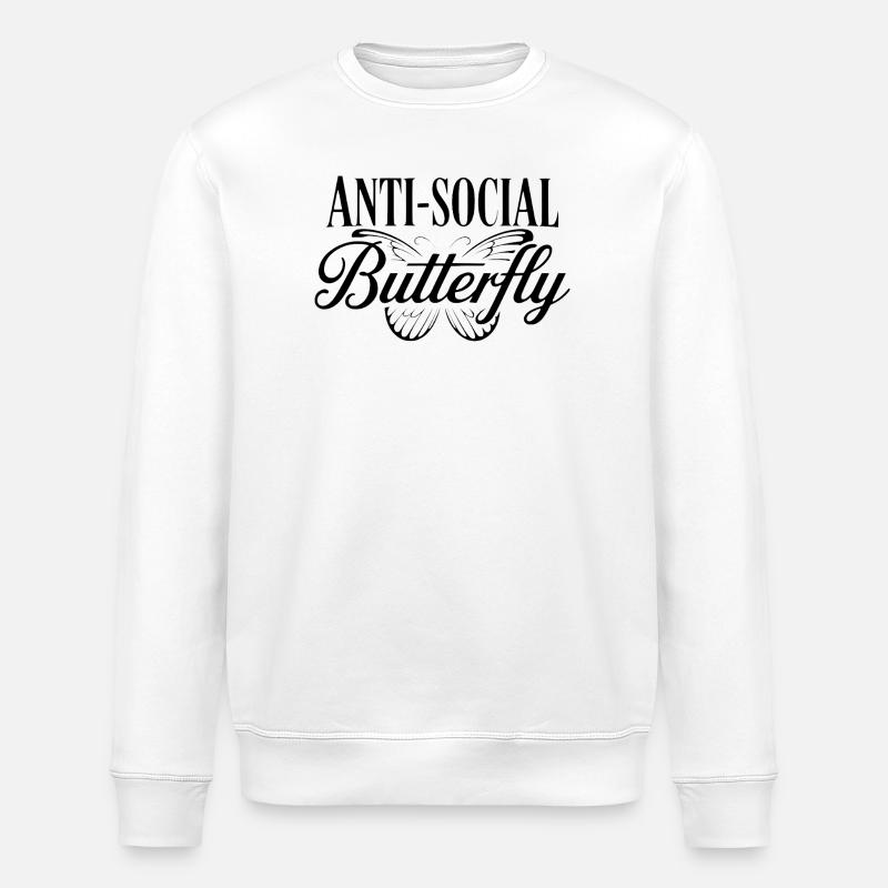 Antisozialer Schmetterling - Stanley/Stella Unisex Bio-Sweatshirt ROLLER - Weiß