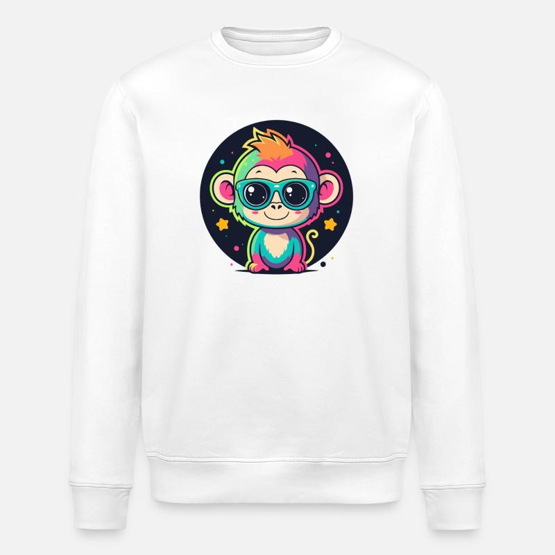 Neon-Affen-Pop-Gläser - Stanley/Stella Unisex Bio-Sweatshirt ROLLER - Weiß