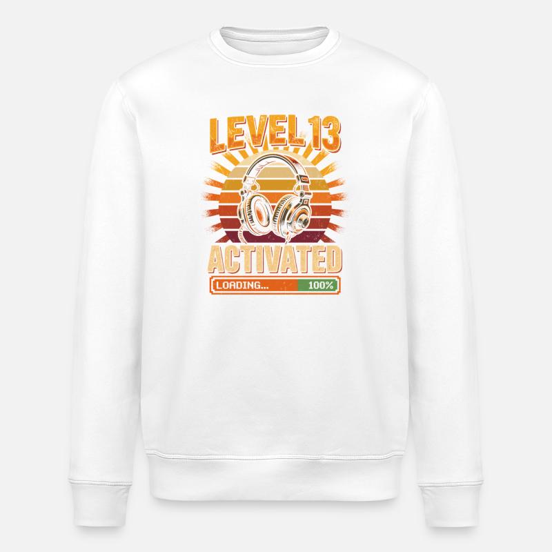 Level 13 Aktiviert Retro-Headset - Stanley/Stella Unisex Bio-Sweatshirt ROLLER - Weiß