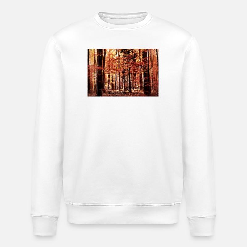 Herbstwald in Rot - Stanley/Stella Unisex Bio-Sweatshirt ROLLER - Weiß