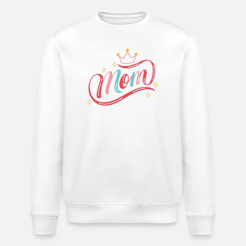 Crowned Mom Rainbow Script - Stanley/Stella ROLLER Unisex Organic Sweatshirt - white