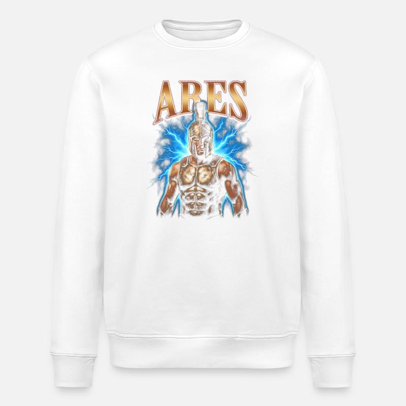 Ares Warrior with Lightning - Stanley/Stella ROLLER Unisex Organic Sweatshirt - white