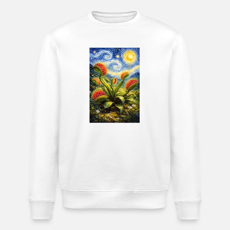 Venus Flytrap Starry Night - Stanley/Stella ROLLER Unisex Organic Sweatshirt - white