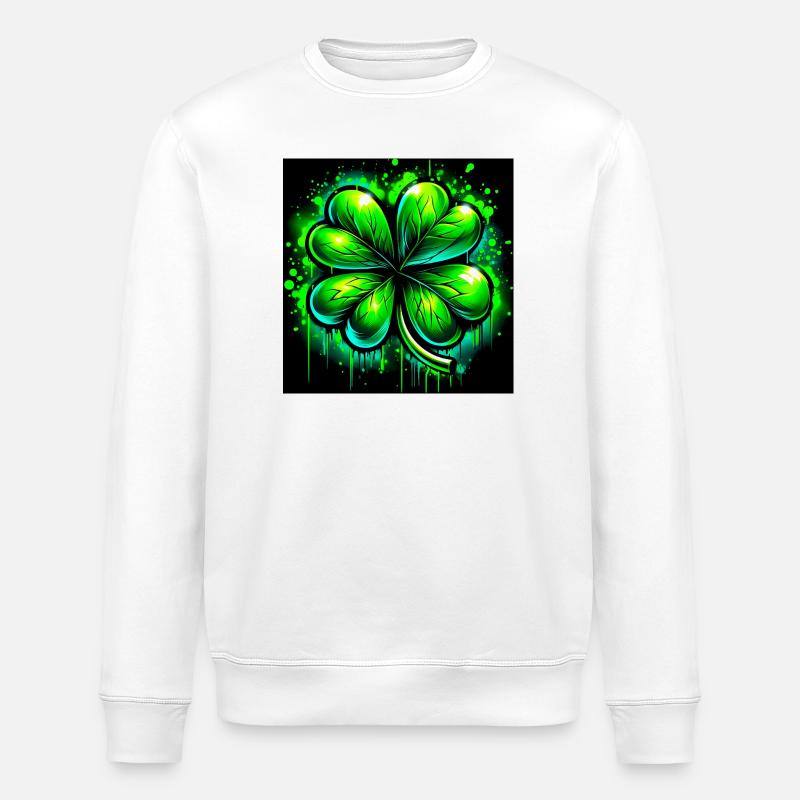 Trèfle à quatre feuilles - Sweat bio ROLLER Stanley/Stella Unisexe - blanc