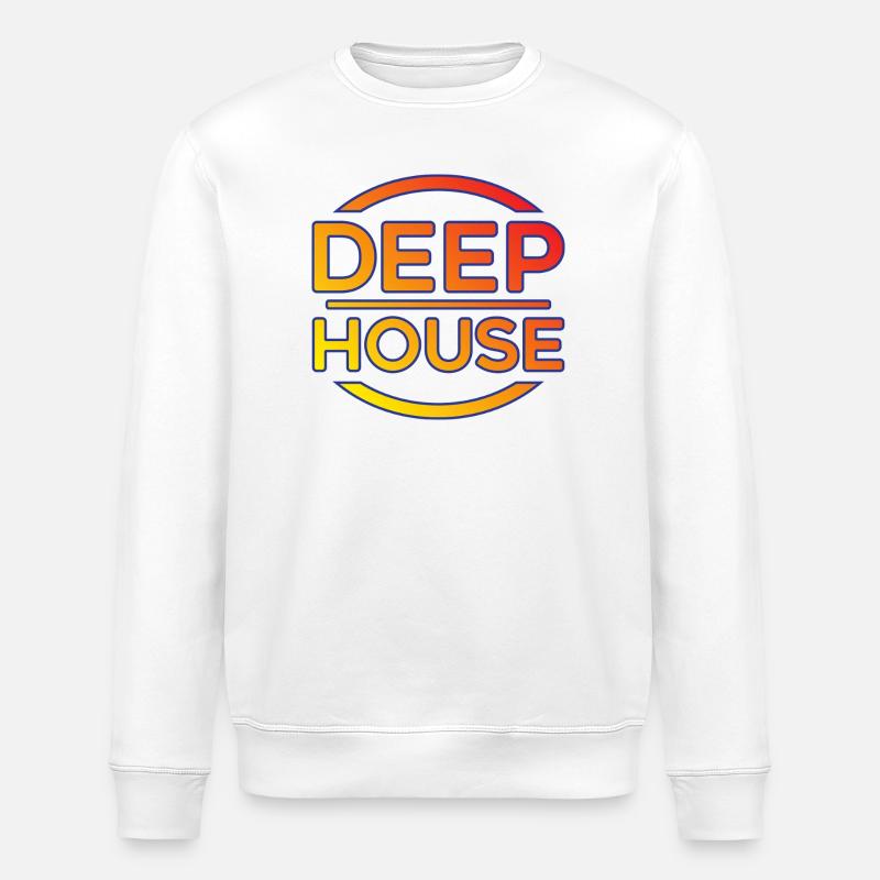 Deep House Neon Crest - Stanley/Stella ROLLER Unisex Organic Sweatshirt - white