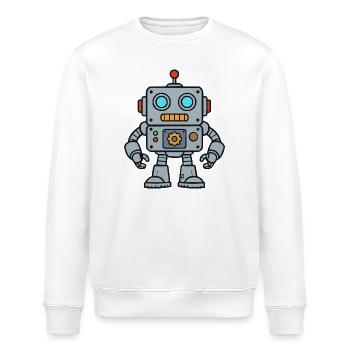 Retro Robot Pop Art - Stanley/Stella Unisex Bio-Sweatshirt ROLLER - Weiß - Vorne - Nik (191cm)
