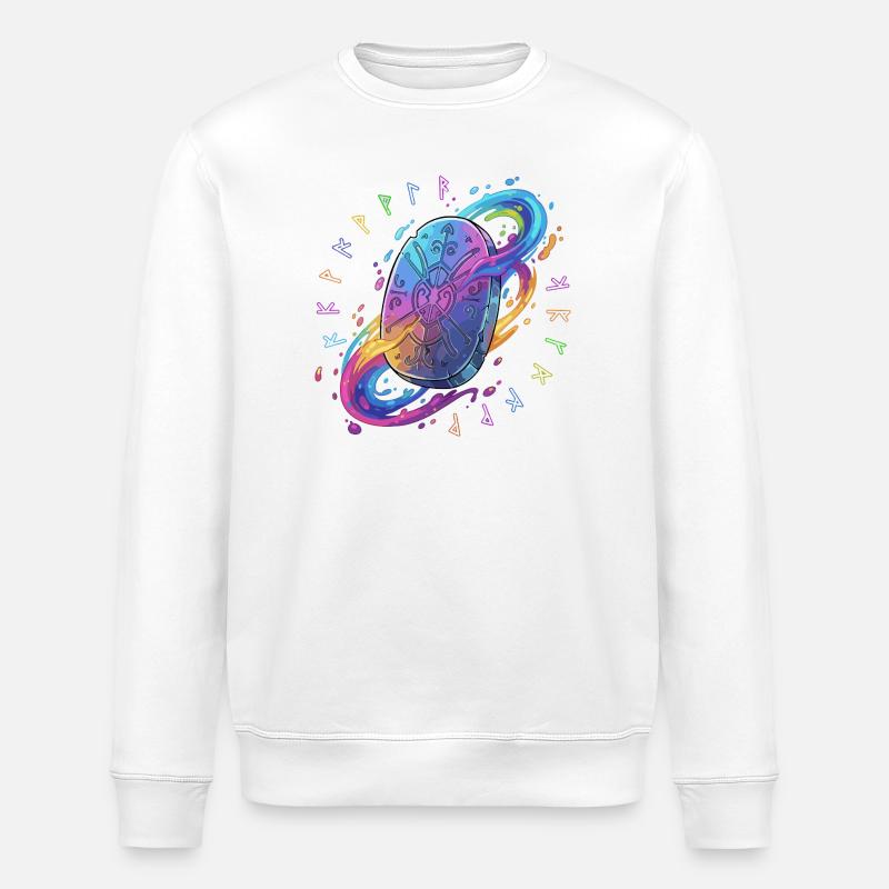 Regenbogen Runen Schild - Stanley/Stella Unisex Bio-Sweatshirt ROLLER - Weiß