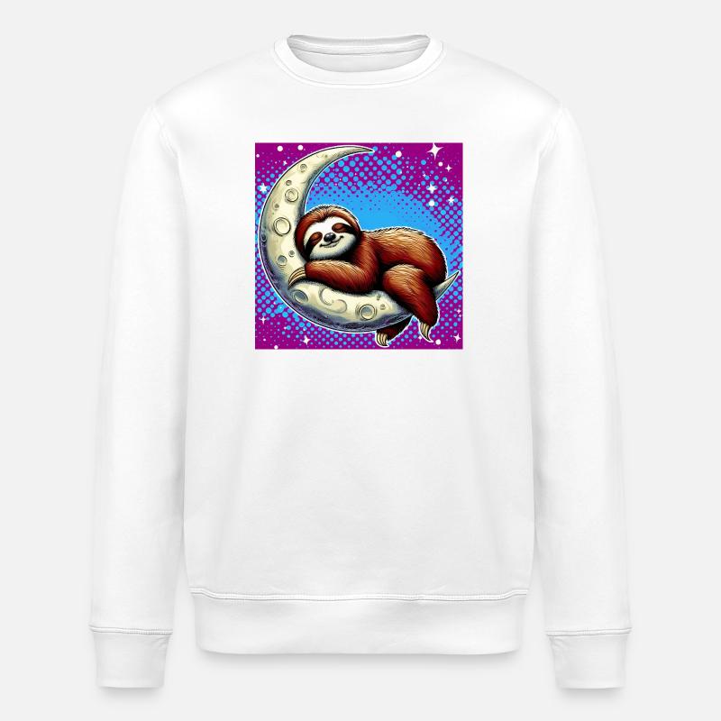 Faultier schläft auf dem Mond - Stanley/Stella Unisex Bio-Sweatshirt ROLLER - Weiß