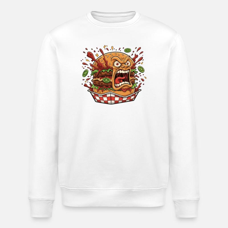 Wütender Burger Splash - Stanley/Stella Unisex Bio-Sweatshirt ROLLER - Weiß