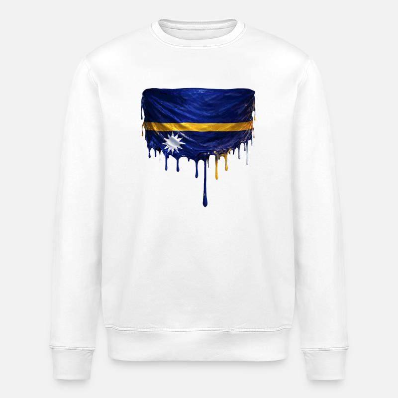 NauruFlag Tropfenkunst - Stanley/Stella Unisex Bio-Sweatshirt ROLLER - Weiß