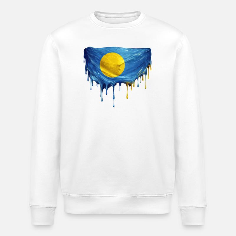 Palau Dripping Flag - Stanley/Stella ROLLER Unisex Organic Sweatshirt - white