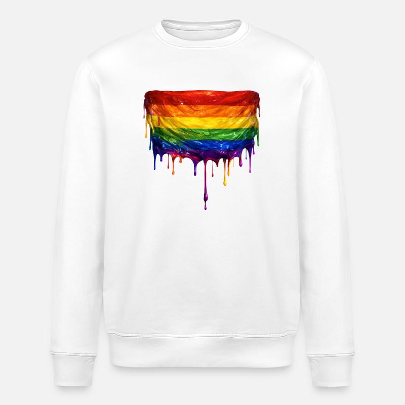 Raibow Drapeau LGBT dégoulinant - Sweat bio ROLLER Stanley/Stella Unisexe - blanc