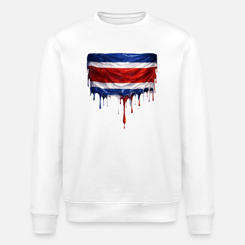 Drapeau dégoulinant du Costa Rica - Sweat bio ROLLER Stanley/Stella Unisexe - blanc