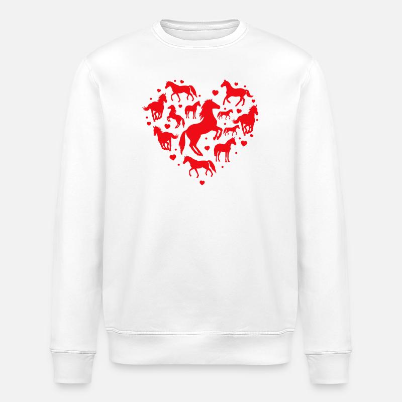 Pferdeherz-Silhouette - Stanley/Stella Unisex Bio-Sweatshirt ROLLER - Weiß