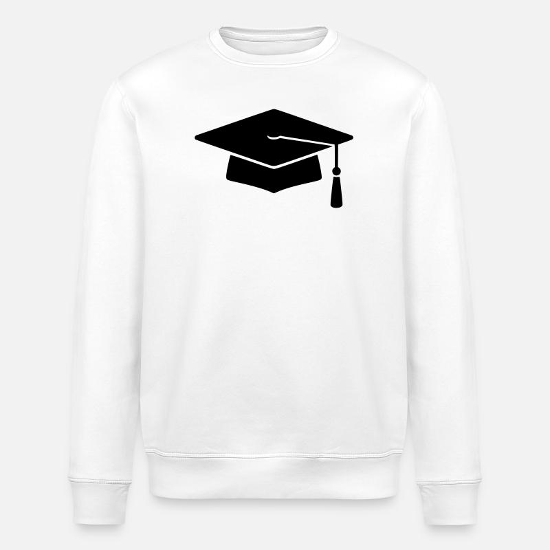 Graduation Silhouette Doctoral Hat - Stanley/Stella ROLLER Unisex Organic Sweatshirt - white