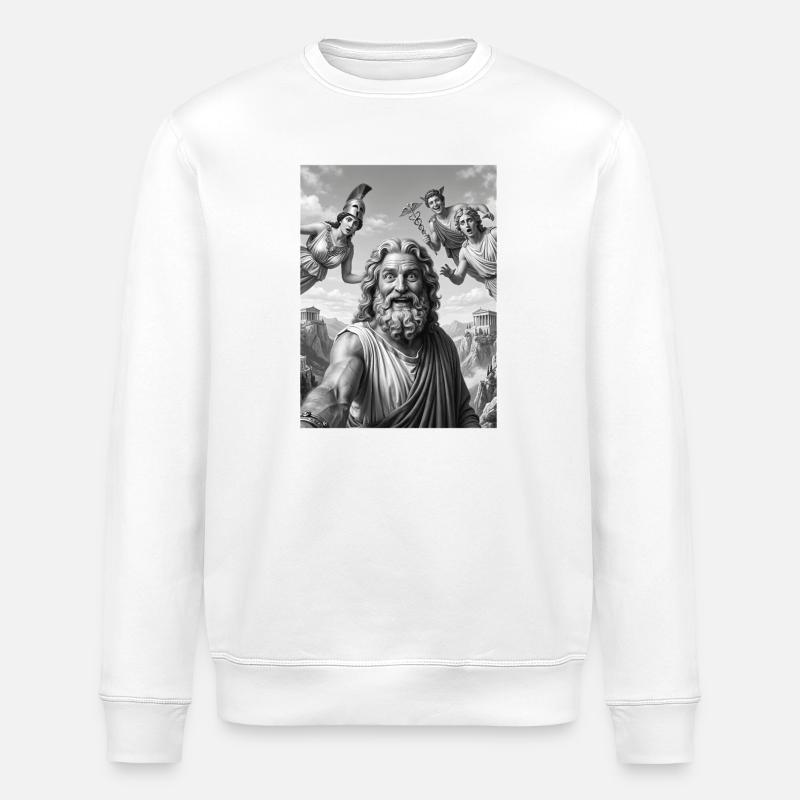 Zeus Selfie mit den Göttern - Stanley/Stella Unisex Bio-Sweatshirt ROLLER - Weiß