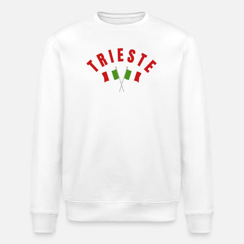 Trieste Italian Flags Cross Emblem - Stanley/Stella ROLLER Unisex Organic Sweatshirt - white