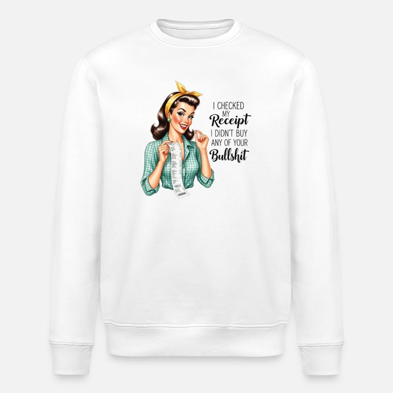 Receipt Checked Retro Housewives - Stanley/Stella ROLLER Unisex Organic Sweatshirt - white