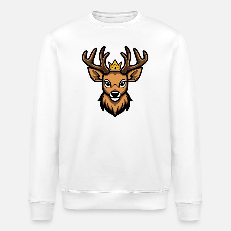 Deer Head Crown - Stanley/Stella ROLLER Unisex Organic Sweatshirt - white