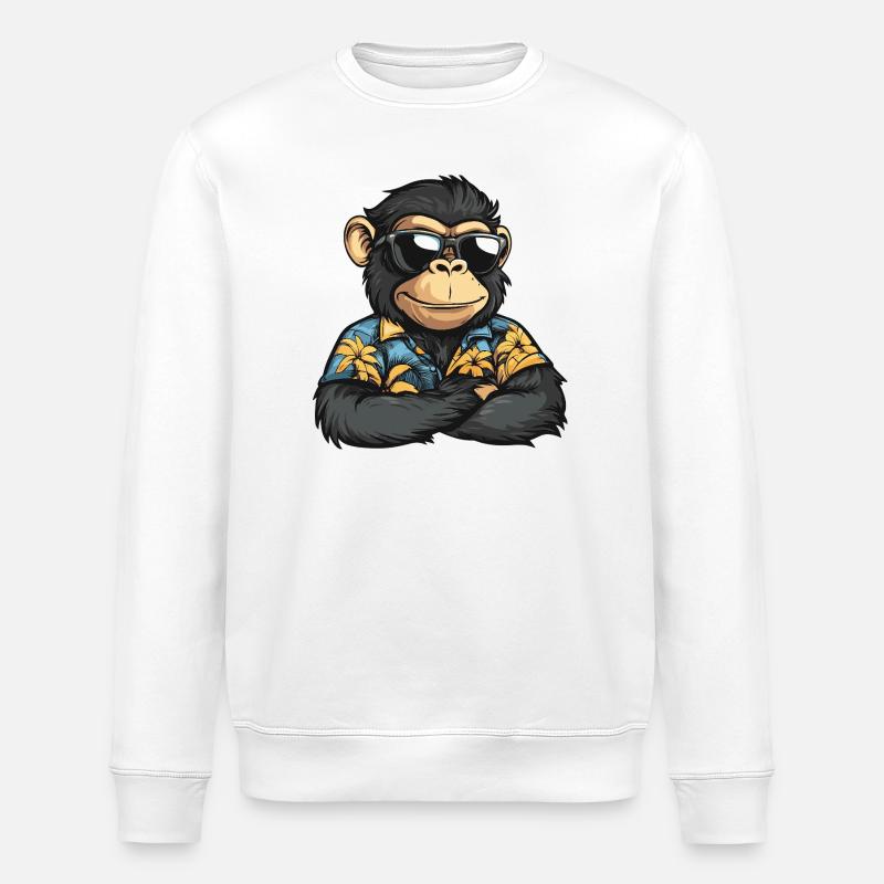 Affe Comic Urlaub - Stanley/Stella Unisex Bio-Sweatshirt ROLLER - Weiß