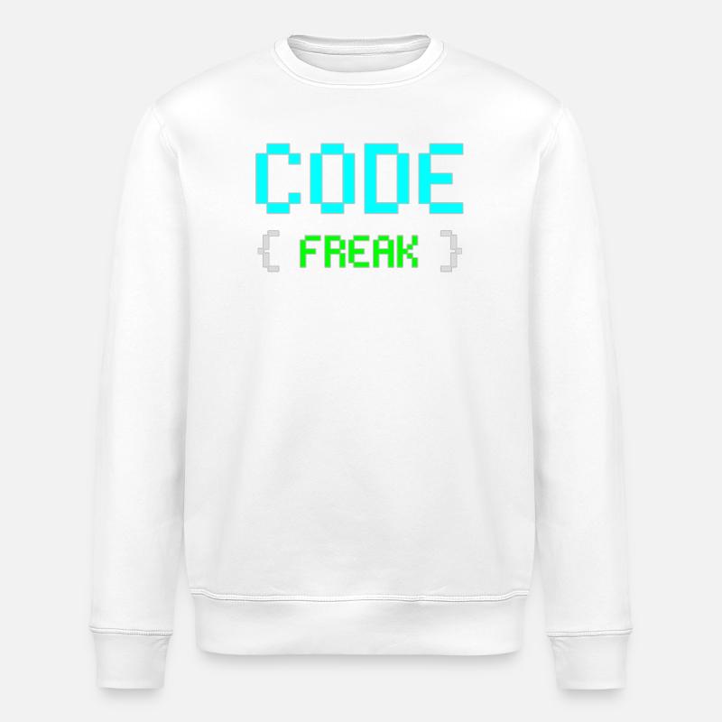 Pixel Code Freak Neon Tee - Stanley/Stella ROLLER Unisex Organic Sweatshirt - white