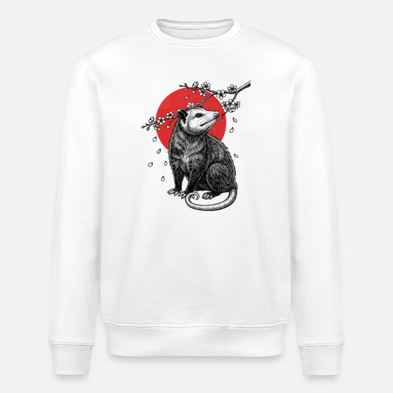 Marder im Kirschblütenmond - Stanley/Stella Unisex Bio-Sweatshirt ROLLER - Weiß