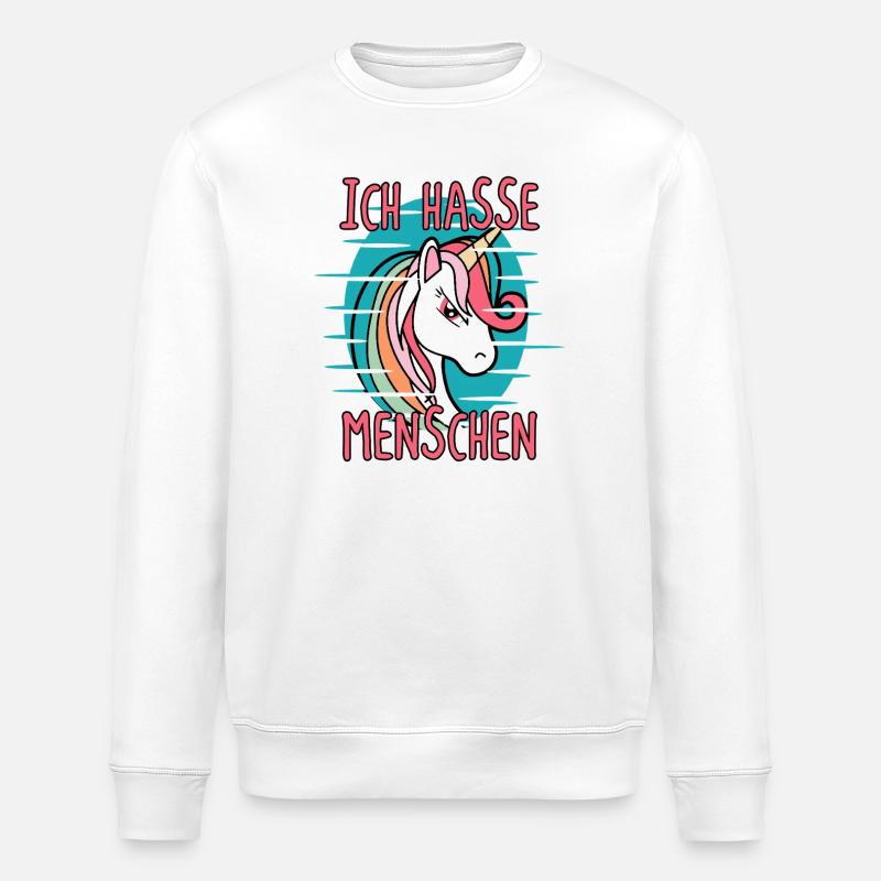 Ich Hasse Menschen Einhorn Sarkasmus - Stanley/Stella Unisex Bio-Sweatshirt ROLLER - Weiß
