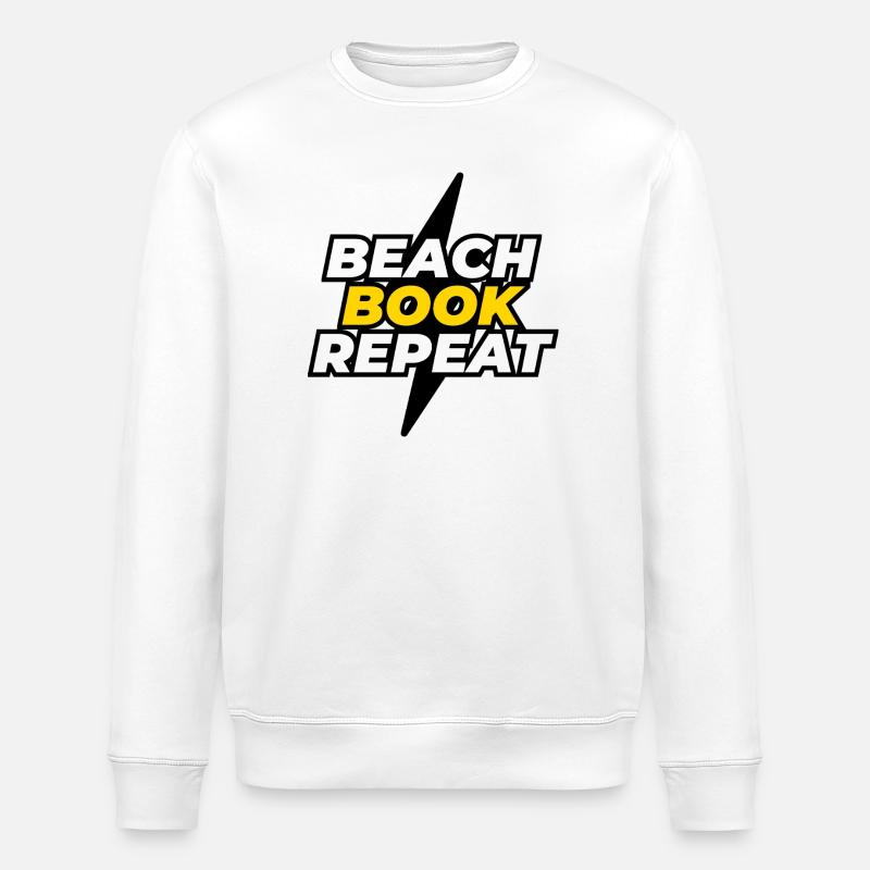 Beach Book Repeat - Stanley/Stella ROLLER Unisex Organic Sweatshirt - white